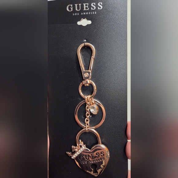 Guess Rose Gold Heart Charm Key Holder - Picture 1 of 2